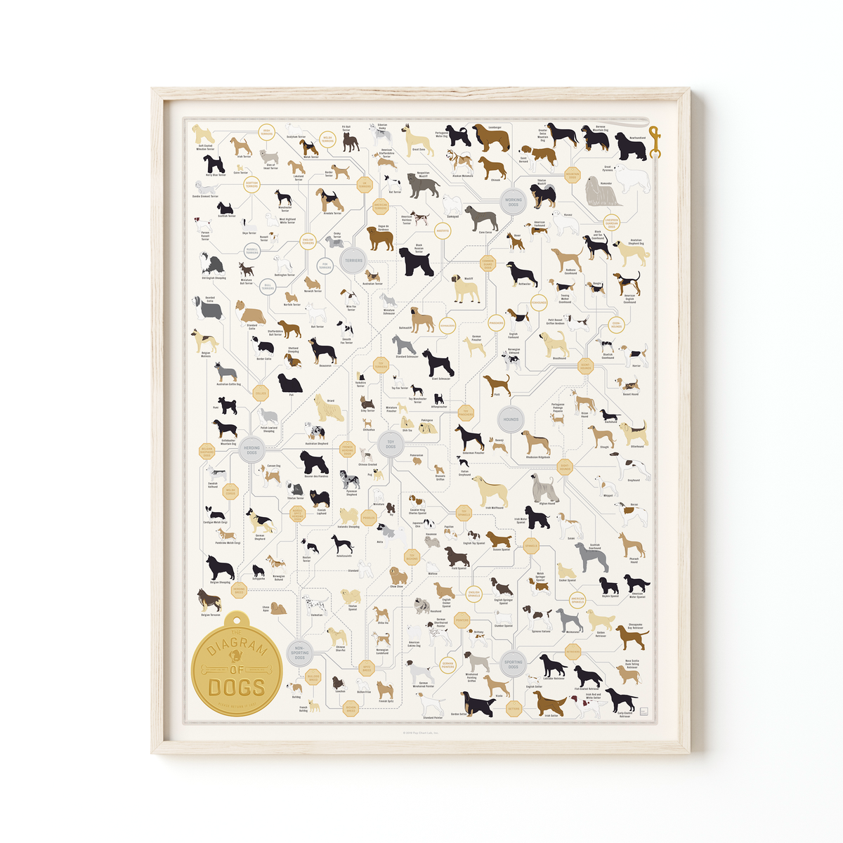 The Diagram of Dogs print, close-up detail view