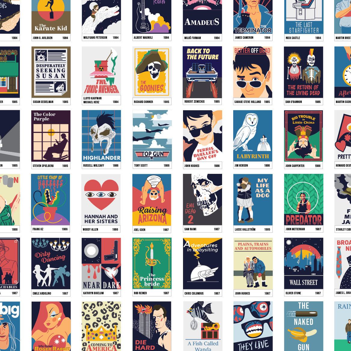 Essential 1980s Movies Scratch-Off Chart print, styled view