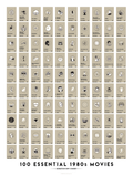 Scratch-off poster listing 100 essential 1980s movies by year.