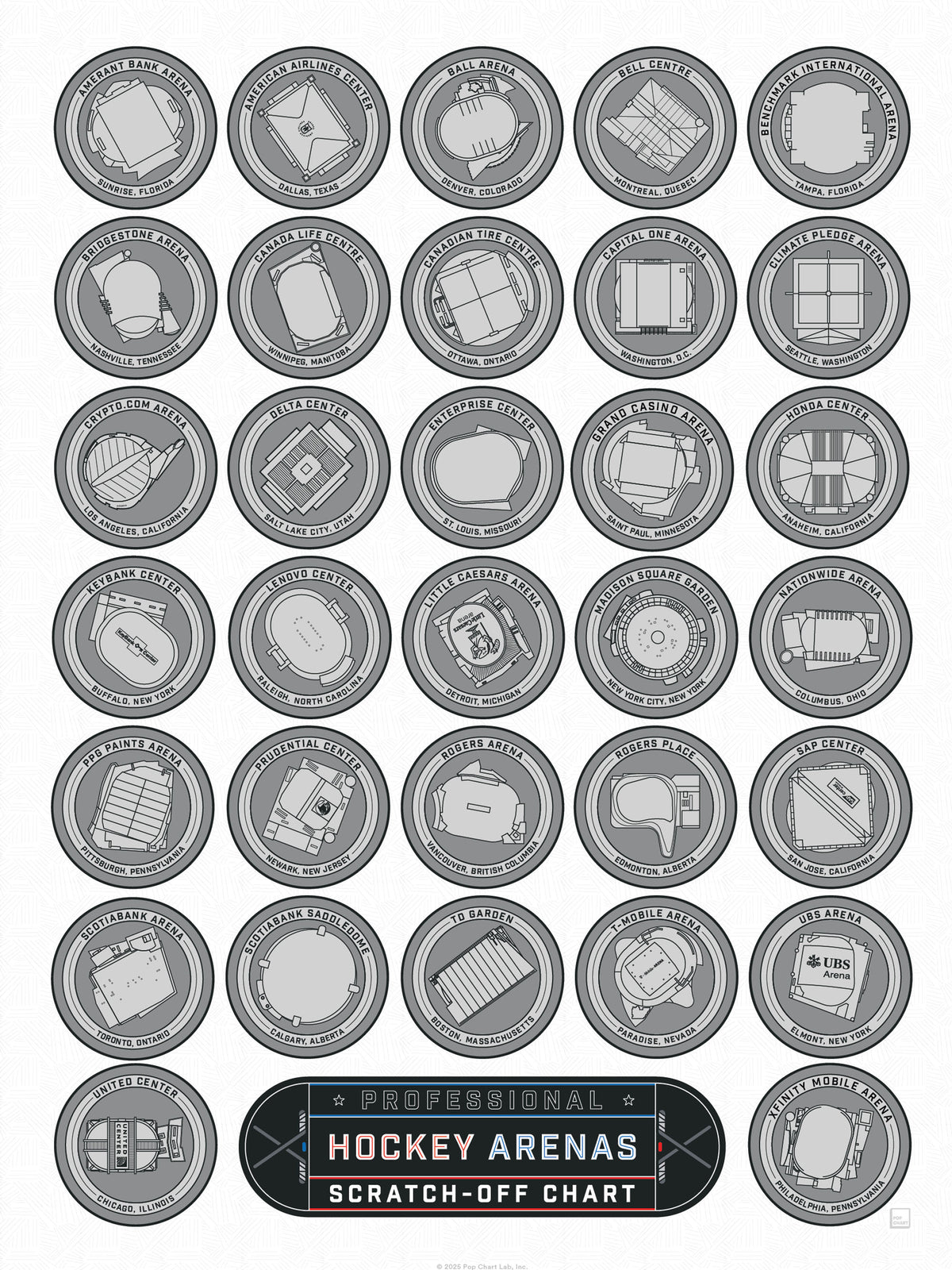 Professional Hockey Arenas Scratch-Off Chart