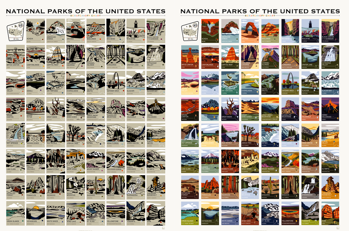 National Parks Scratch-Off Chart