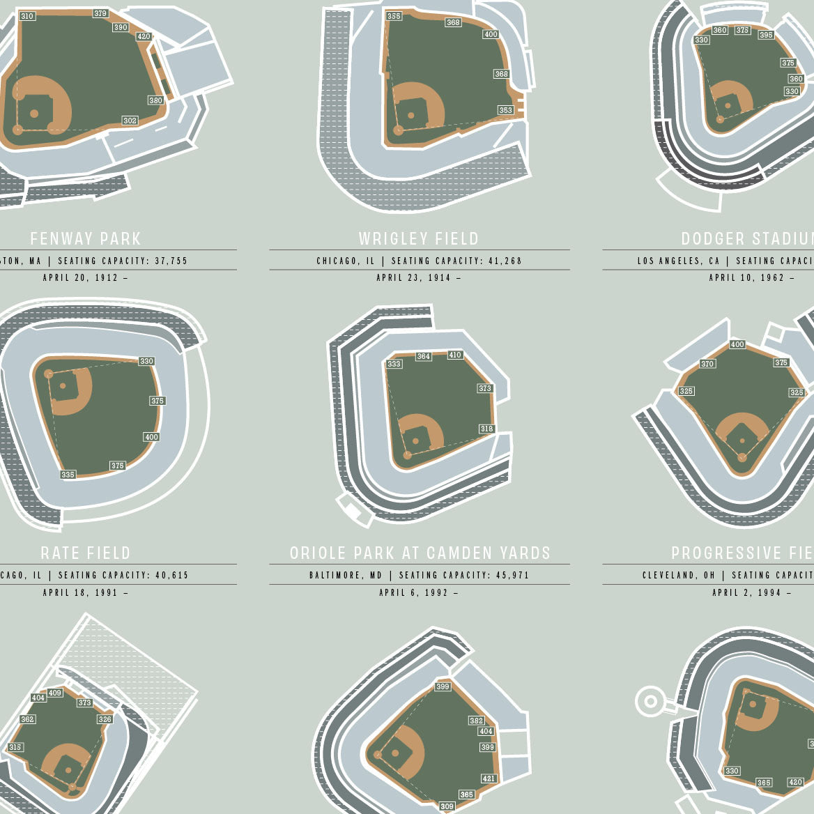 Ballparks print, styled view