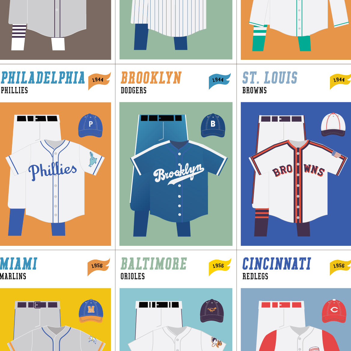 A Visual Compendium of Baseball Uniforms 2-Pack print set, styled view