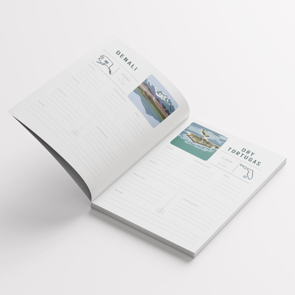 National Parks of the US Logbook notebook, detail view