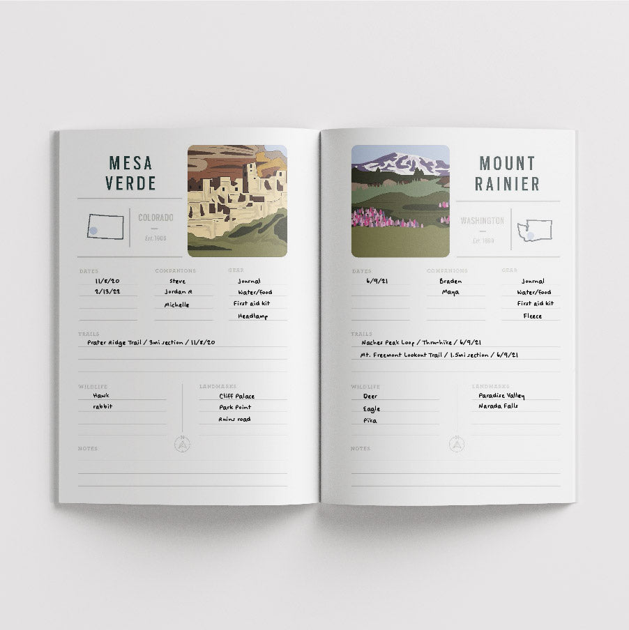 National Parks of the US Logbook notebook, styled view