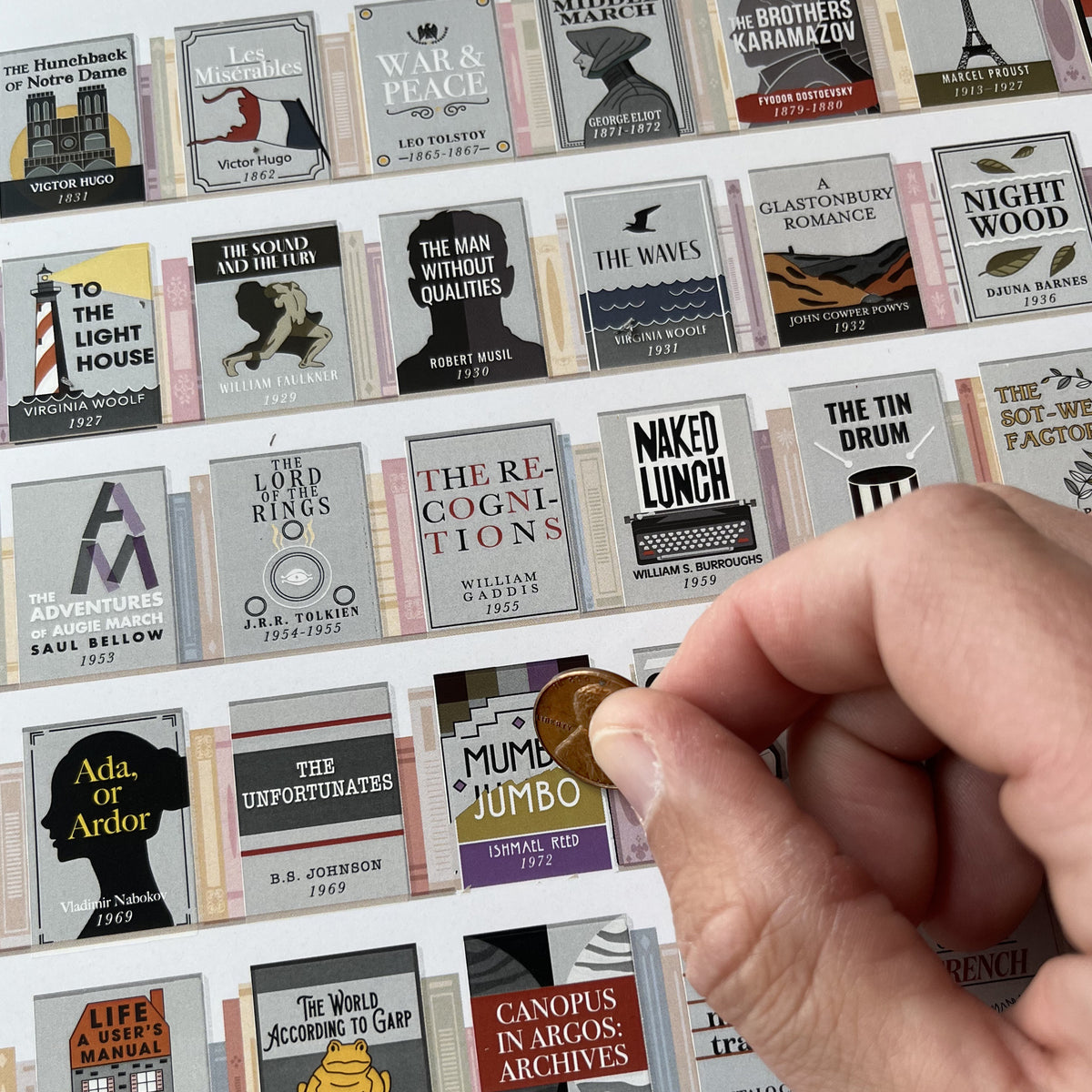 100 Challenging Novels Scratch-Off Chart print, detail view