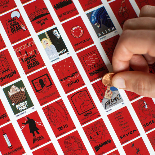 100 Horror Movies Scratch-Off Chart print, detail view