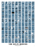 Scratch-off poster listing 100 sci-fi movies from 1927 to 2022.