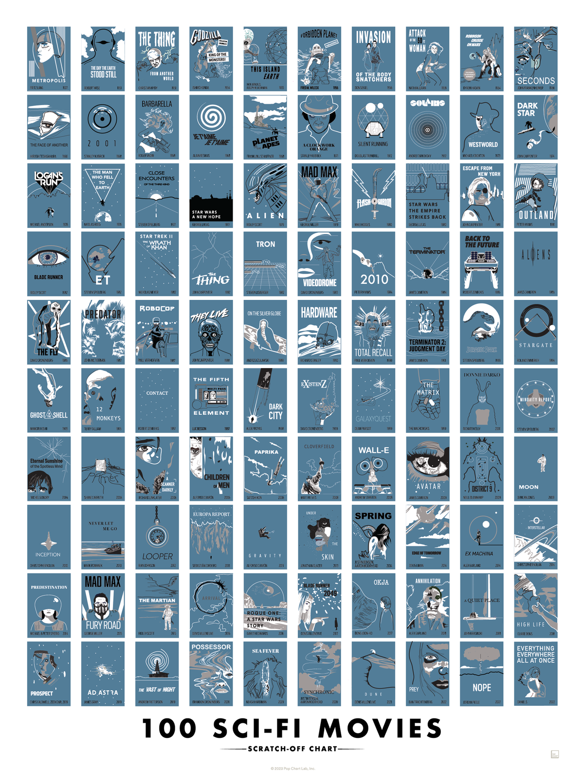 100 Sci-Fi Movies Scratch-Off Chart