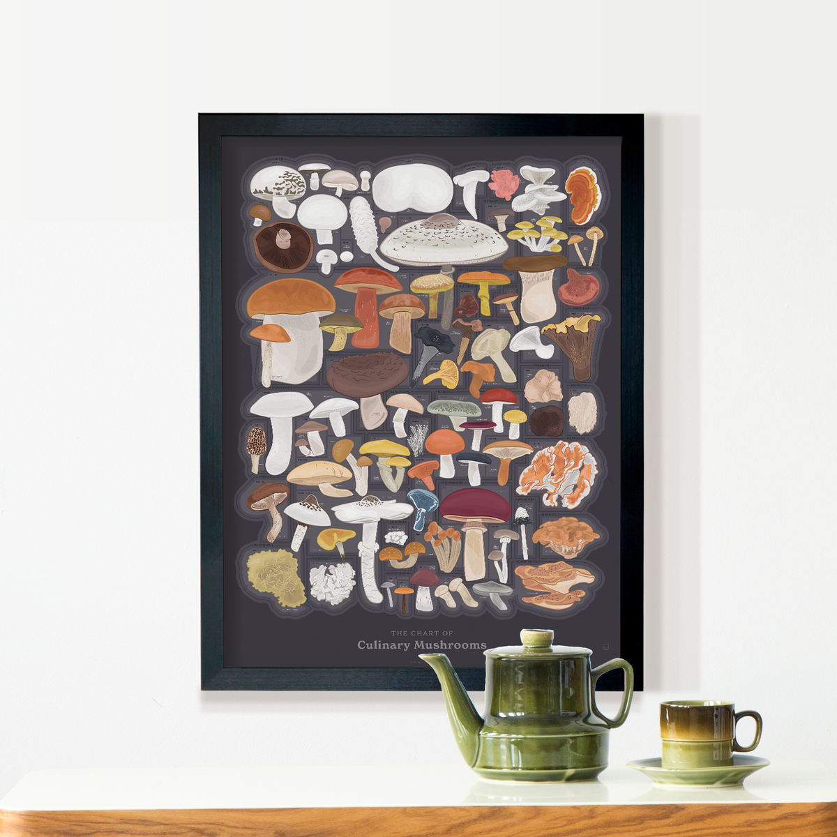 The Chart of Culinary Mushrooms print, detail view