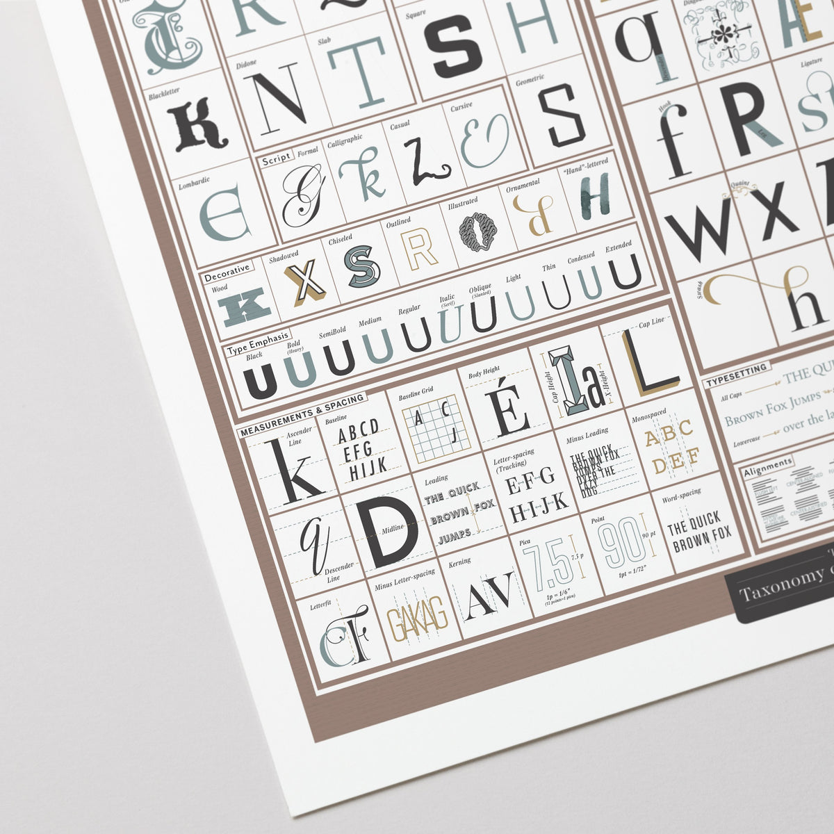 The Taxonomy of Typography print, close-up detail view