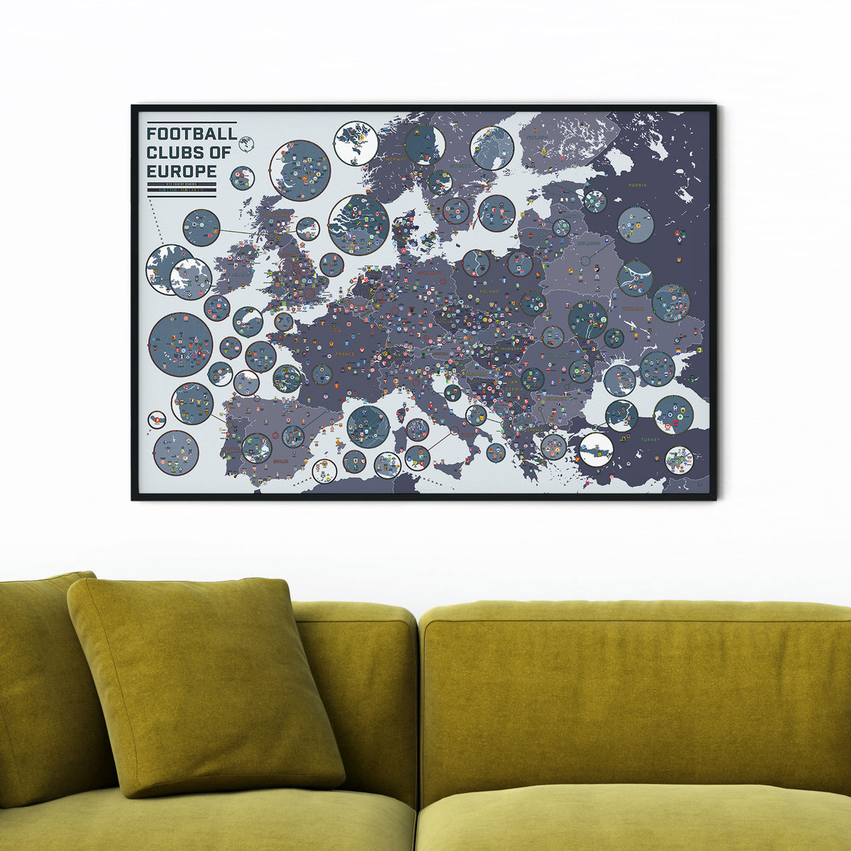 Football Clubs of Europe print, detail view