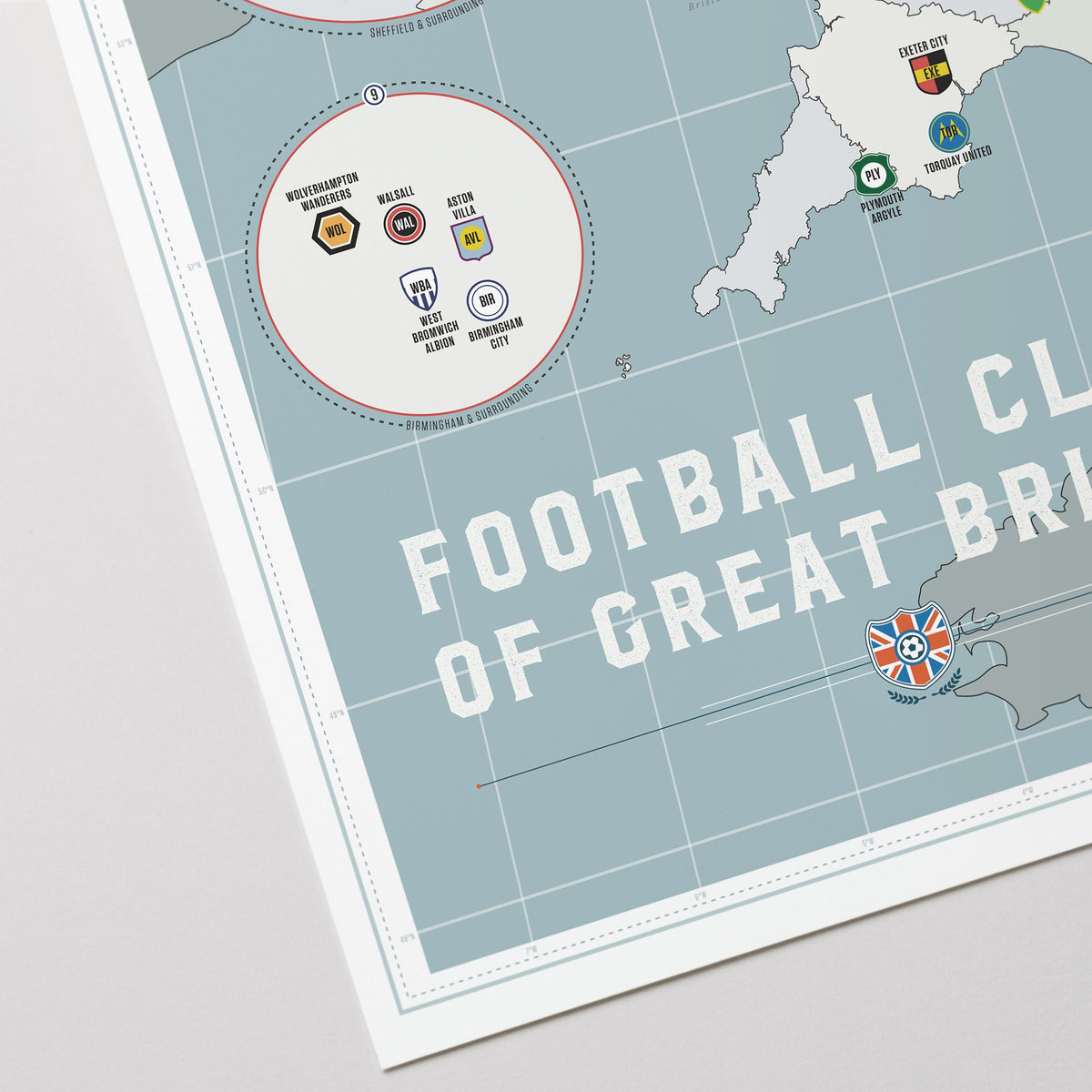 Football Clubs of Great Britain print, close-up detail view