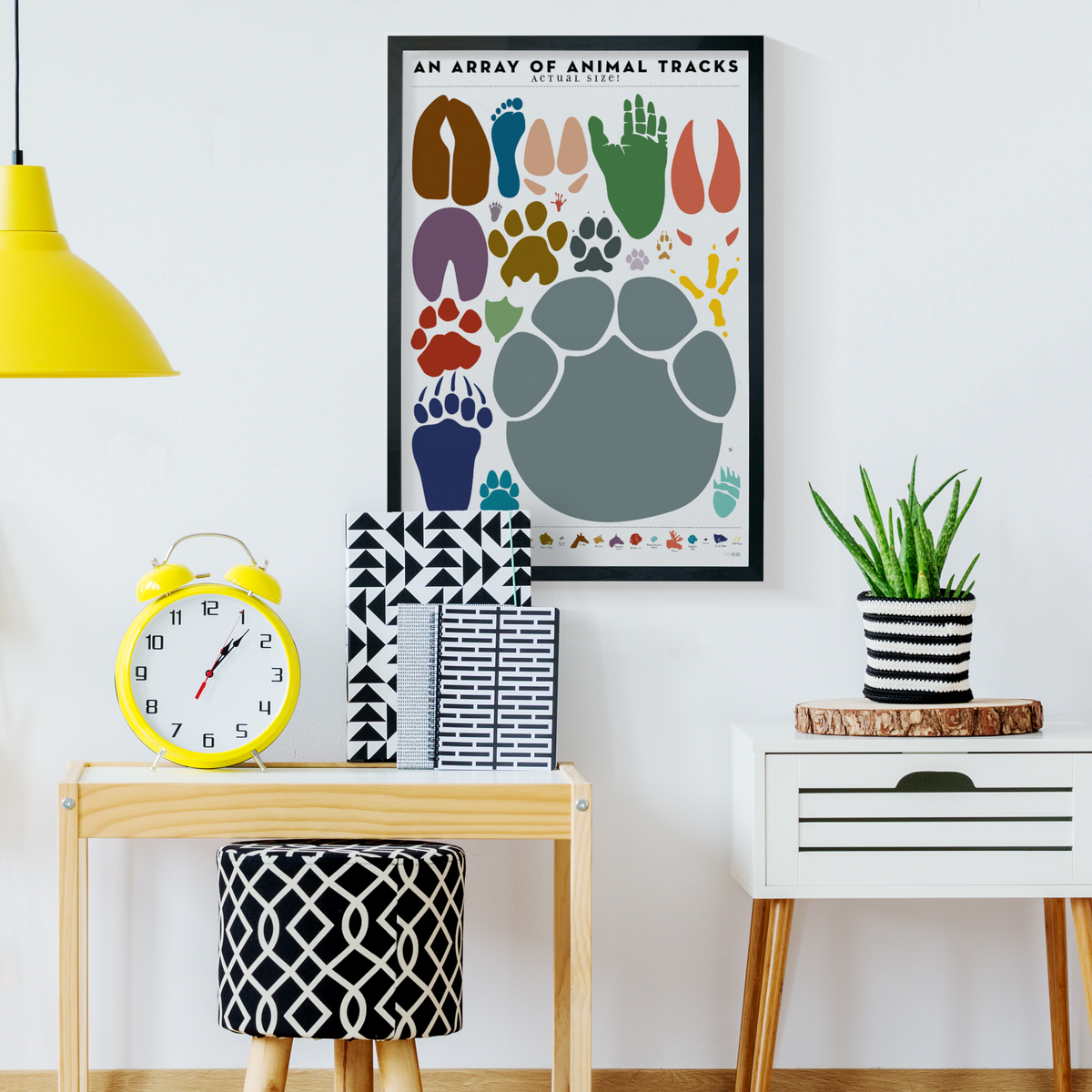 An Array of Animal Tracks: Actual Size! print, detail view