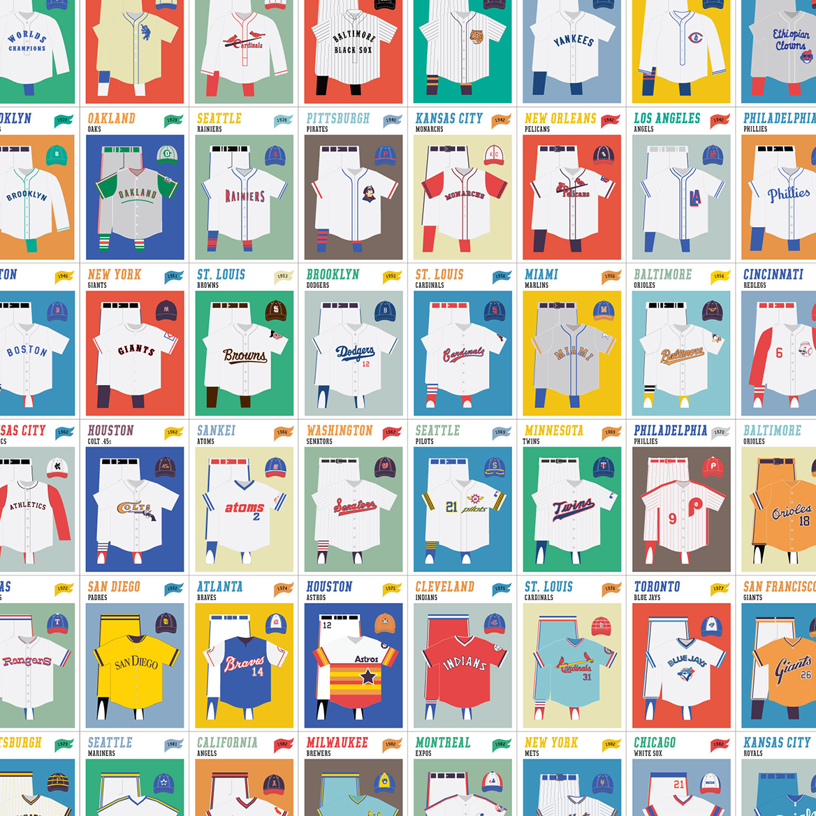 A Visual Compendium of Baseball Uniforms print, styled view