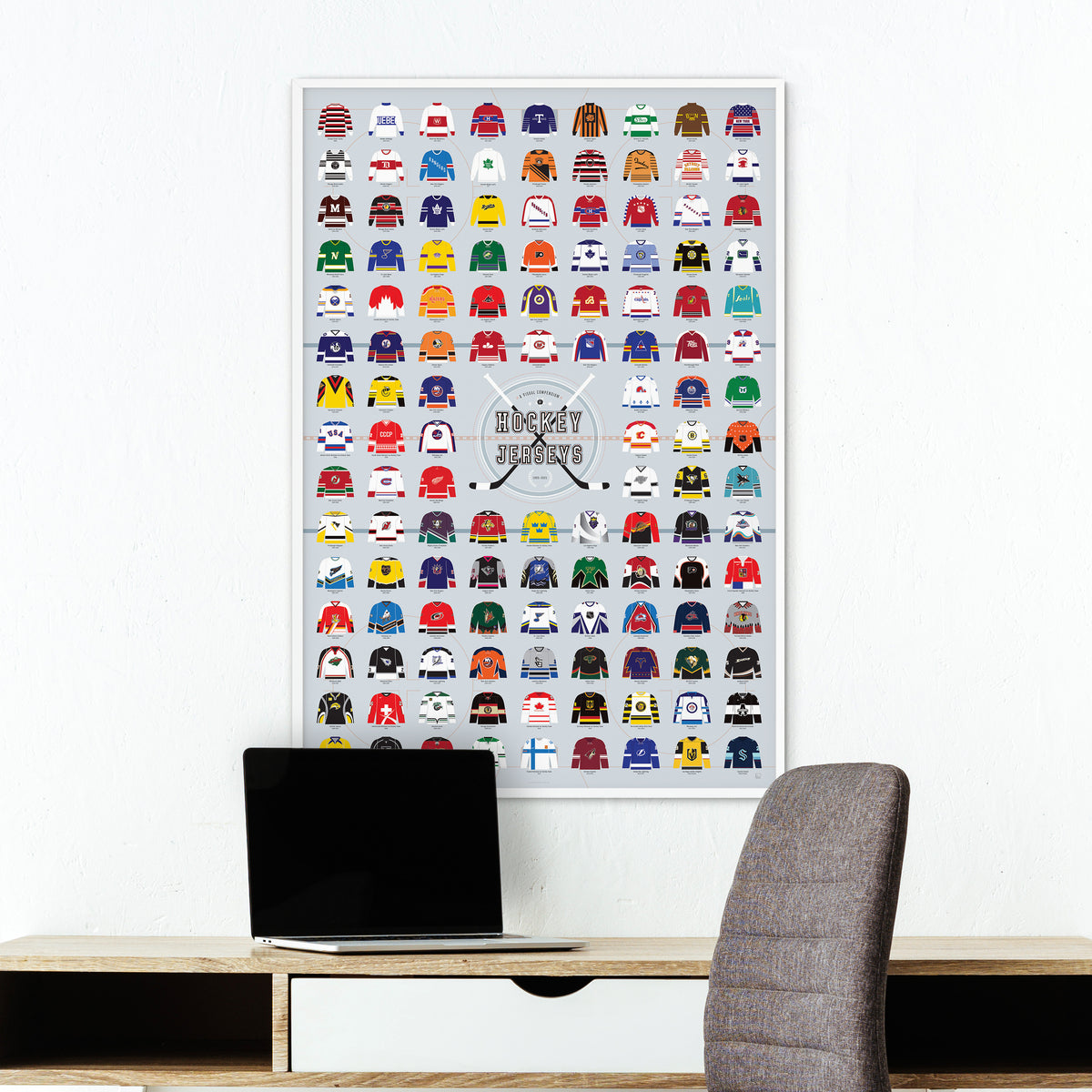 A Visual Compendium of Hockey Jerseys print, detail view