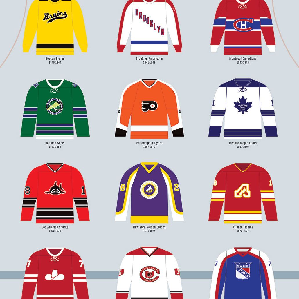 A Visual Compendium of Hockey Jerseys print, styled view