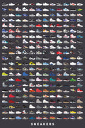 Poster illustrating sneaker models chronologically from a 1917 Converse to modern releases.